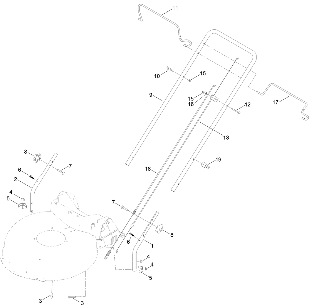 Handle Assembly Diagram and Parts List for 403500000 - 405665000 Lawn Boy Lawn Mower